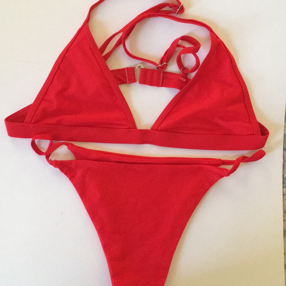 Red two piece bikini